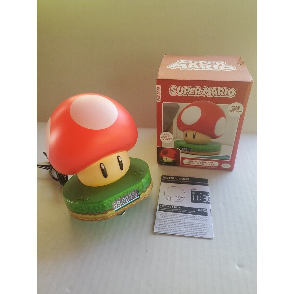 NINTENDO - Super Mario Mushroom - Digital Alarm Clock 5.5 Inch Tall Open Box